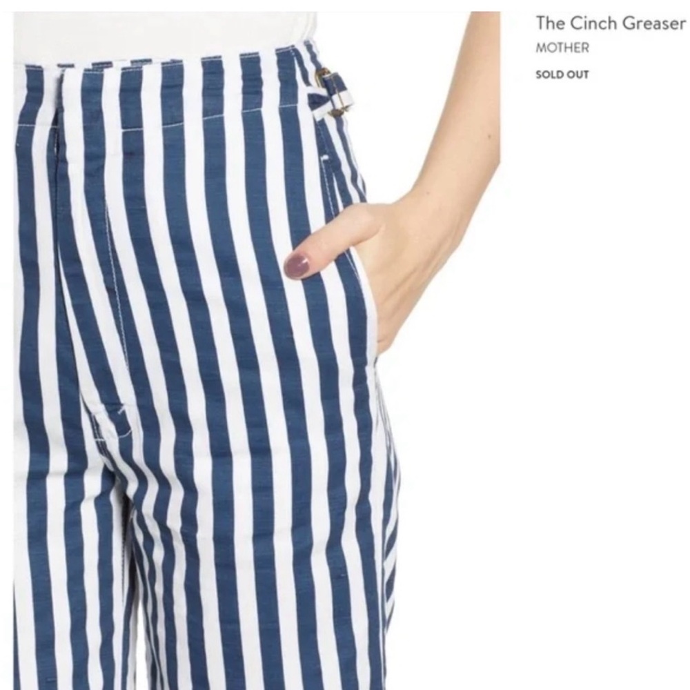 MOTHER • The cinch greaser pants in sea daze 25 blue white striped wide leg - Picture 3 of 12